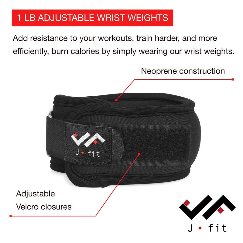 JFIT Adjustable Wrist Weights, Set of 2, 1 LB Each, Small/Medium - Image 2